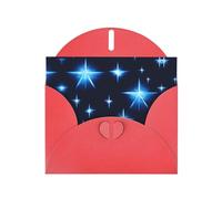 WZYCWB Cartoon blue star Printed Red Pearlescent Paper Holiday Card with Envelope. Suitable for birthday wishes wedding congratulations and condolences.