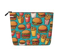 WZYCWB cartoon burger fries Patterned cosmetic bag, travel cosmetic bag, multifunctional storage bag, storage for daily necessities