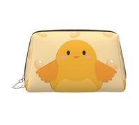WZYCWB Cartoon Chick Patterned Leather Cosmetic Bag - Perfect for Carry-On or Home Organization