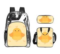 WZYCWB cartoon chick Printed backpack set | Lunch bag and pencil case | Perfect for work, business trips, and vacations.