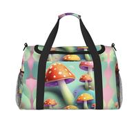 WZYCWB Cartoon dog on grass Printed fitness travel bag. Perfect for yoga training, short trips, and swimming gear., Dreamy Little Mushroom, One Size