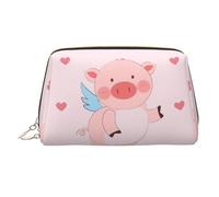 WZYCWB Cartoon Flying Pig Patterned Leather Cosmetic Bag - Perfect for Carry-On or Home Organization