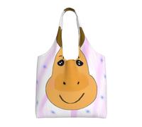 WZYCWB cartoon horse head Printed single-shoulder canvas bag, fashionable daily canvas bag, suitable for daily travel and shopping