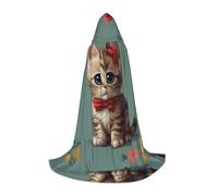 WZYCWB cartoon Kitten Printed Hooded Cape | Cosplay Costume, Halloween Anime Party Prop - Medium