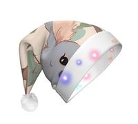 WZYCWB Cartoon koala Patterned Santa Hat | Plush Glowing Holiday Hat for Christmas, New Year's, and Party Events