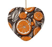 WZYCWB Cartoon Orange patterned Heart Shape ceramic pendant, perfect for decorating your home Christmas tree for winter parties