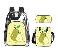 WZYCWB cartoon pear Printed backpack set | Lunch bag and pencil case | Perfect for work, business trips, and vacations.