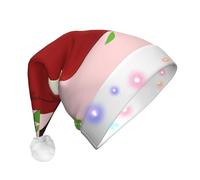 WZYCWB Cartoon Red Fruit Patterned Santa Hat | Plush Glowing Holiday Hat for Christmas, New Year's, and Party Events