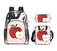 WZYCWB Cartoon Red Fruit Printed backpack set | Lunch bag and pencil case | Perfect for work, business trips, and vacations.