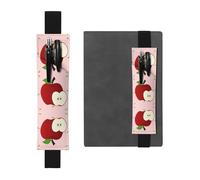 WZYCWB Cartoon Red Fruit Printed Large-Capacity PVC Pen Holder + Creative Diary Pen Bag Set with Elastic Band Anti-Slip Design
