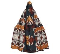 WZYCWB Cartoon red panda Halloween hooded cloak, unisex fashion cloak suitable for Halloween cosplay party