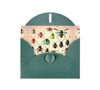 WZYCWB Cartoon small insects Patterned Dark Green Holiday Card (6x4) with Envelope. Suitable for birthdays, weddings, and condolences.