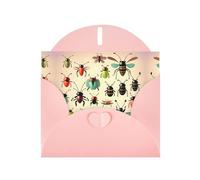 WZYCWB Cartoon small insects Patterned Pink Holiday Card (6x4) with Envelope. Suitable for birthdays, weddings, and condolences.