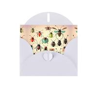 WZYCWB Cartoon small insects Patterned White Holiday Card (6x4) with Envelope. Suitable for birthdays, weddings, and condolences.