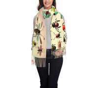 WZYCWB Cartoon small insects Printed tassel shawl evening dress shawl suitable for weddings banquets and ceremonies