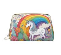 WZYCWB cartoon unicorns Leather cosmetic bag with pockets, portable travel cosmetic bag, large capacity cosmetic storage bag,