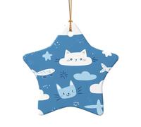 WZYCWB Cartoon World patterned Star Shape ceramic pendant, perfect for decorating your home Christmas tree for winter parties