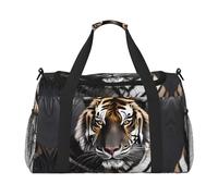 WZYCWB Cat and Butterfly Handheld travel bag weekend bag fitness yoga bag suitable for fitness and other scenarios, Tiger At Rest, One Size