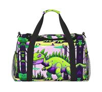 WZYCWB Cat and Butterfly Printed fitness travel bag. Perfect for yoga training, short trips, and swimming gear., Green Dinosaur, One Size