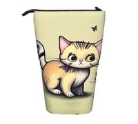 WZYCWB Cat and Butterfly Printed Retractable Pen Holder Suitable for use as a Simple Cosmetic Bag, Wallet, etc.