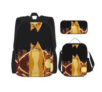 WZYCWB Cat looking up Backpack set (3-piece set) - student school bag + pencil case + lunch bag, large capacity backpack