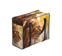WZYCWB Cat Print Portable Shopping Storage Tote Bag, One Size, Black, Polyester, Vinyl Lining, Zippered, 53 x 40 x 23 cm, Reinforced Handle, Foldable Large Capacity