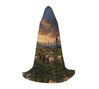 WZYCWB cattle and sheep Printed Medium Hooded Cape, Holiday Party Costume, Carnival Party Prop, Sizes S/M/L