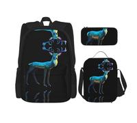 WZYCWB Celtic Style Deer Backpack set (3-piece set) - student school bag + pencil case + lunch bag, large capacity backpack