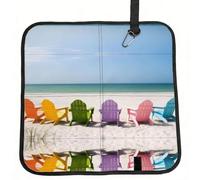 WZYCWB Chairs Beside The Blue Sea Sky Printed Foldable Seat Cushion - Portable foldable cushion with carabiner, suitable for stadiums, camping, hiking and other occasions.
