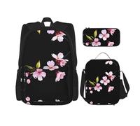 WZYCWB Cherry Blossom Backpack set (3-piece set) - student school bag + pencil case + lunch bag, large capacity backpack