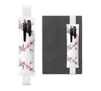 WZYCWB Cherry Blossom Leather Pen Holder Bookmark, Adjustable Leather Pen Holder, Perfect for Back to School Christmas Gifts