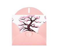 WZYCWB Cherry Blossoms Tree Patterned Pink Holiday Card (6x4) with Envelope. Suitable for birthdays, weddings, and condolences.