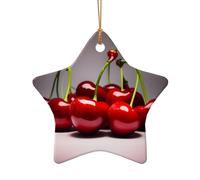 WZYCWB Chilean cherries patterned Star Shape ceramic pendant, perfect for decorating your home Christmas tree for winter parties