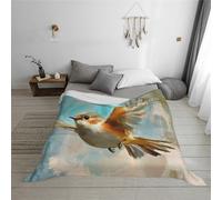 WZYCWB Chubby little bird flying 60"x50" Printed flannel blanket - 30-80 inches. A warm blanket for autumn home use and a portable travel blanket.