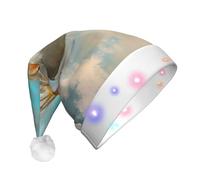 WZYCWB Chubby little bird flying Patterned Santa Hat | Plush Glowing Holiday Hat for Christmas, New Year's, and Party Events