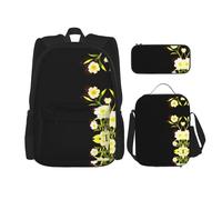 WZYCWB Cinchona flower Campus life backpack set (3 pieces) - school bag + pencil case + lunch bag, meet all the daily needs of students!