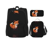 WZYCWB Clever Fox Backpack (3-piece set), large capacity backpack, student school bag, pencil case, lunch bag combination