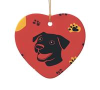 WZYCWB Close-up of a dog's head with a solid background patterned Heart Shape ceramic pendant, perfect for decorating your home Christmas tree for winter parties