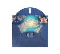 WZYCWB Cloudy Sky Printed Blue Pearlescent Paper Holiday Cards 6x4 Inches - With Envelopes for Birthdays, Weddings, and Condolences