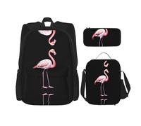 WZYCWB Code Flamingo Backpack set (3-piece set) - student school bag + pencil case + lunch bag, large capacity backpack