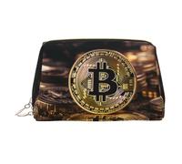 WZYCWB Coins with B Patterned Leather Cosmetic Bag - Perfect for Carry-On or Home Organization