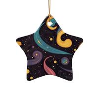 WZYCWB Color art symbols patterned Star Shape ceramic pendant, perfect for decorating your home Christmas tree for winter parties