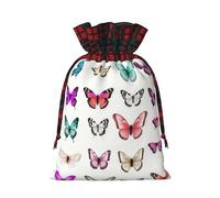 WZYCWB Color Butterfly Christmas Gift Bags for Christmas Party Supplies Decorations, 8.3 * 11.8 Inch Colorblock Burlap Drawstring Gift Bags,