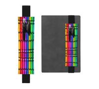 WZYCWB Colored Crayons Printed Large-Capacity PVC Pen Holder + Creative Diary Pen Bag Set with Elastic Band Anti-Slip Design