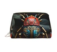 WZYCWB Colorful Beetle Printed Leather Cosmetic Bag - Stylish and Portable Cosmetic Storage Bag