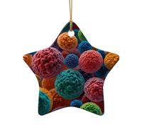 WZYCWB Colorful cell bodies patterned Star Shape ceramic pendant, perfect for decorating your home Christmas tree for winter parties