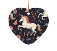 WZYCWB Colorful horses running patterned Heart Shape ceramic pendant, perfect for decorating your home Christmas tree for winter parties