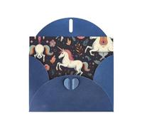 WZYCWB Colorful horses running Printed Blue Pearlescent Paper Holiday Cards 6x4 Inches - With Envelopes for Birthdays, Weddings, and Condolences