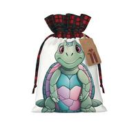WZYCWB Colorful little turtle Christmas Gift Bags for Christmas Party Supplies Decorations, 8.3 * 11.8 Inch Colorblock Burlap Drawstring Gift Bags,