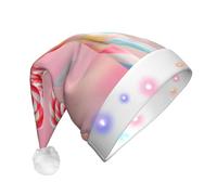 WZYCWB Colorful lollipop Patterned Santa Hat | Plush Glowing Holiday Hat for Christmas, New Year's, and Party Events